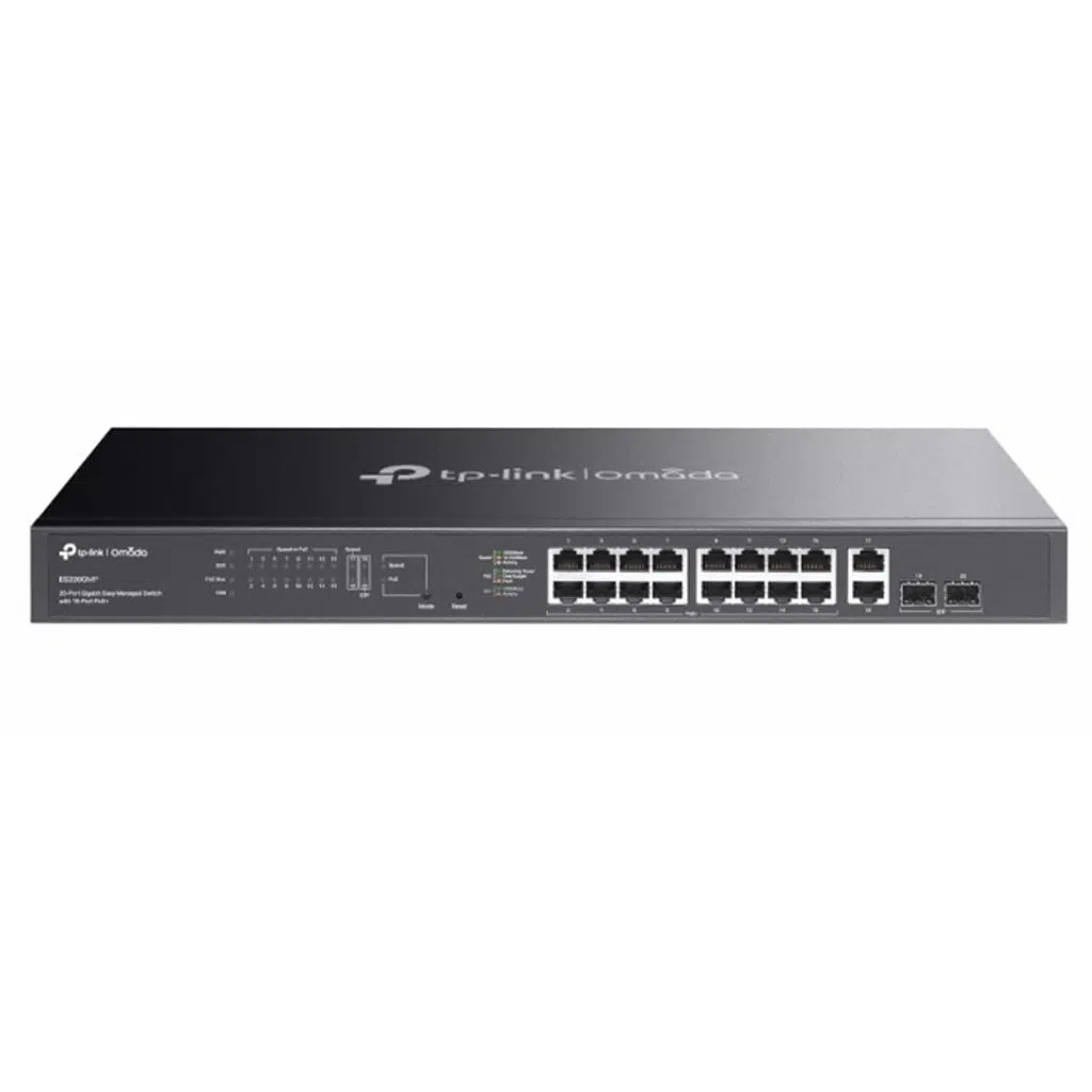 TP-LINK OMADA ES220GMP 16 PORT GIGABIT + 2XGB SFP+2XGB RJ45 UPLINK CLOUD L2 YÖNETİLEBİLİR 250W POE RACKMOUNT SWITCH
